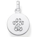 Ketten-Anhänger THOMAS SABO "Coin Pfote Katze silber, PE882-643-14" Schmuckanhänger Gr. Silber 925 (Sterlingsilber), 2,74 g, bunt (silberfarben, weiß, weiß) Damen Anhänger