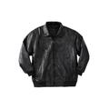 Men's Big & Tall Embossed Leather Bomber Jacket by KingSize in Black (Size 4XL)