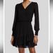 Michael Kors Dresses | Michael Kors Women's Black Solid Ruffle V-Neck Blouson-Sleeve Dress Size Xs | Color: Black | Size: Xs
