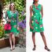 J. Crew Dresses | J. Crew Pleated Shift Dress Floral Green Linen Sleeveless Knee Length Size 2 | Color: Green | Size: 2