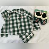 Disney Matching Sets | Disney Mickey Mouse Holiday Sleep Set With Matching Socks And Slippers | Color: Green/White | Size: Pjs 3t; Slipper/Socks Youth 7/8