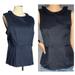 J. Crew Tops | J. Crew Navy Brocade Peter Pan Collar Sleeveless Jacquard Blouse Top, Sz 14 | Color: Blue | Size: 14