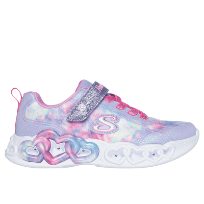 Skechers Girl's Infinite Heart Lights - Color Lovin Sneaker | Size 13.5 | Lavender | Textile/Synthetic