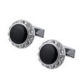 Men's French shirt cufflinks round cufflinks more durable crystal cufflinks gold and silver (color: silver, size: as shown in the picture) (silver as shown in the picture)