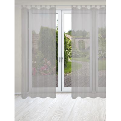 Vorhang HOME WOHNIDEEN "NESSI 2er Pack" Gr. 1, grau, B:135cm H:245cm, Polyester, Gardinen, Uni, Voile, transparent, Schlaufen inkl. Zugband, 2er Pack Image