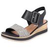 Sandalette REMONTE "ELLE-Collection", Damen, Gr. 42, beige (schwarz, creme), Leder, Bast, feminin, Schuhe, Sommerschuh, Sandale, Bequemschuh mit Klett unter der Zierschnalle, Topseller