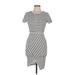 Soprano Casual Dress - Sheath Crew Neck Short sleeves: White Stripes Dresses - Women's Size Medium