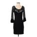 Free People Casual Dress - Sheath Scoop Neck 3/4 sleeves: Black Solid Dresses - Women's Size Small