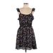 JOA Casual Dress - A-Line Scoop Neck Sleeveless: Black Floral Dresses - Women's Size Medium