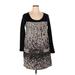 Aryeh Casual Dress - Shift Scoop Neck Long sleeves: Black Print Dresses - Women's Size X-Large