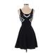 Express Casual Dress - A-Line Scoop Neck Sleeveless: Black Print Dresses - Women's Size X-Small