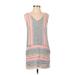 Drew Casual Dress - Shift V Neck Sleeveless: Pink Stripes Dresses - Women's Size X-Small