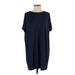 Eileen Fisher Casual Dress - Shift Crew Neck Short sleeves: Blue Print Dresses - Women's Size X-Small