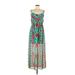 Ruby Rox Casual Dress - Maxi: Teal Aztec or Tribal Print Dresses - Women's Size 8