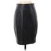 Ann Taylor Faux Leather Skirt: Black Solid Bottoms - Women's Size 2 Petite