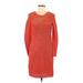 MICHAEL Michael Kors Casual Dress Scoop Neck Long sleeves: Orange Print Dresses - Women's Size Medium
