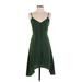 ASOS Casual Dress - Mini Plunge Sleeveless: Green Print Dresses - Women's Size 0