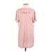 Shein Casual Dress - Shift Crew Neck Short sleeves: Pink Print Dresses - Women's Size X-Small