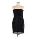 Charlie Jade Cocktail Dress - Sheath Strapless Sleeveless: Black Print Dresses - Women's Size Medium