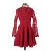 Saylor Casual Dress - A-Line Collared Long sleeves: Red Print Dresses - Women's Size Small
