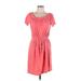VS Tee Shop Casual Dress - Mini Scoop Neck Short sleeves: Pink Print Dresses - Women's Size Large