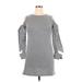 Nicole Miller Casual Dress - Shift High Neck 3/4 sleeves: Gray Marled Dresses - Women's Size 10