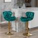 House On Tree Swivel Bar Stools Set of 2, Counter Height Adjustable Barstools Upholstered/Velvet/Metal in Green | 18.9 W x 22 D in | Wayfair