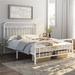 Dravin Metal Bed Frame w/ Vintage Headboard & Footboard, Farmhouse Metal Platform Bed in White Laurel Foundry Modern Farmhouse® | Wayfair