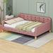 Red Barrel Studio® Briannie Full Size Daybed w/ 4 Support Legs Upholstered/Velvet in Pink | 28.7 H x 56.3 W x 80 D in | Wayfair