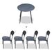 Corrigan Studio® Lavdi Round 4 - Person 31.5" L Outdoor Restaurant Dining Set Plastic/Metal in Gray | 31.5 W x 31.5 D in | Wayfair