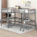 Harriet Bee Illari Twin Loft Bed w/ Bookcase, Built-in-Desk & Shelves by QSG, Wood in Gray | 72 H x 79.5 W x 119 D in | Wayfair