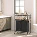 17 Stories Rolling Laundry Sorter w/ Handles Wood/Metal/Fabric in Black/Brown | 39.4 H x 26.8 W x 11.8 D in | Wayfair