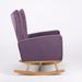 Gemma Violet Adames Rocking Chair Wood/Upholstered/Velvet/Solid Wood/Manufactured Wood in Brown/Green/Indigo | 37.5 H x 28.5 W x 33.5 D in | Wayfair