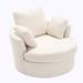 Accent Chair - Latitude Run® 360 Degree Swivel Sherpa Accent Chair Fabric in Black/Brown | 34.3 H x 40.2 W x 42.1 D in | Wayfair