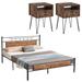 Trent Austin Design® Belteau Steel Platform 3 - Piece Bedroom Set Wood/Metal in Black/Brown | 43.7 H x 60.24 W x 83.07 D in | Wayfair