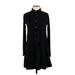 ASOS Casual Dress - Shirtdress High Neck Long sleeves: Black Solid Dresses - Women's Size 4