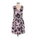 Banana Republic Casual Dress - Shift V Neck Sleeveless: Purple Floral Dresses - Women's Size 2