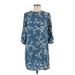 GP & J Baker for H&M Casual Dress - Shift High Neck 3/4 sleeves: Blue Print Dresses - Women's Size 4