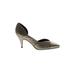 Nina Heels: Pumps Stilleto Cocktail Gray Solid Shoes - Women's Size 8 - Pointed Toe