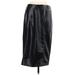 Marc New York Andrew Marc Faux Leather Midi Skirt Calf Length: Black Print Bottoms - Women's Size Medium