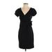 Diane von Furstenberg Casual Dress - Wrap: Black Solid Dresses - Women's Size 2