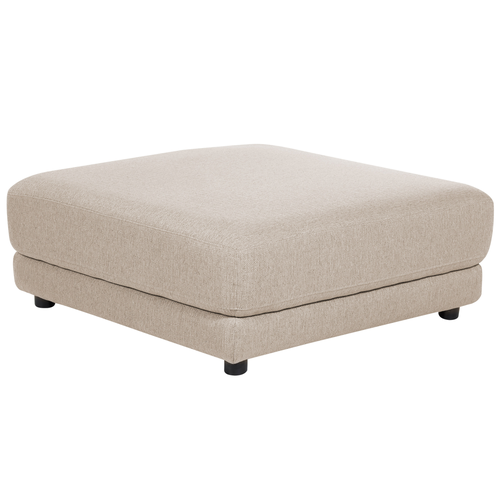 Ottomane Beige Stoffbezug Quadratisch 102x102 cm mit Schwarzen Beinen Modern Wohnzimmer Schlafzimmer Ausstattung Sitzmöbel Fußhocker