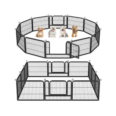 Yaheetech 12-teilig Welpenlaufstall 60cm hoch, Freigehege mit 2 Türen, Welpenzaun für Camping &