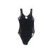 Shein One Piece Swimsuit: Black Print Swimwear - Women's Size Small