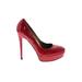 Bebe Heels: Pumps Platform Minimalist Red Solid Shoes - Women's Size 8 - Round Toe