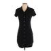 Wild Fable Casual Dress - Shirtdress Collared Short sleeves: Black Print Dresses - Women's Size Small