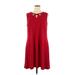 Anne Klein Casual Dress - A-Line: Red Solid Dresses - Women's Size X-Large