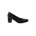 Jildor Heels: Pumps Chunky Heel Classic Black Print Shoes - Women's Size 6 1/2 - Almond Toe