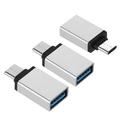 Fresh Fab Finds USB C Type-C Male to USB A 3.0 OTG Male Port Android Converter Adapter Data Connector Gray - Pack of 3