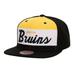 Men's Mitchell & Ness Black Boston Bruins Retro Script Colorblock Snapback Hat